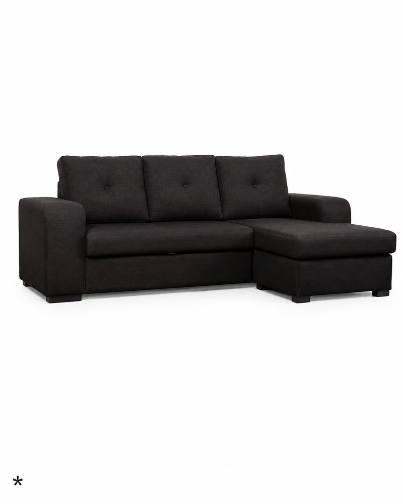 Sofá Chaise Long Vancouver Dirt. PPreto