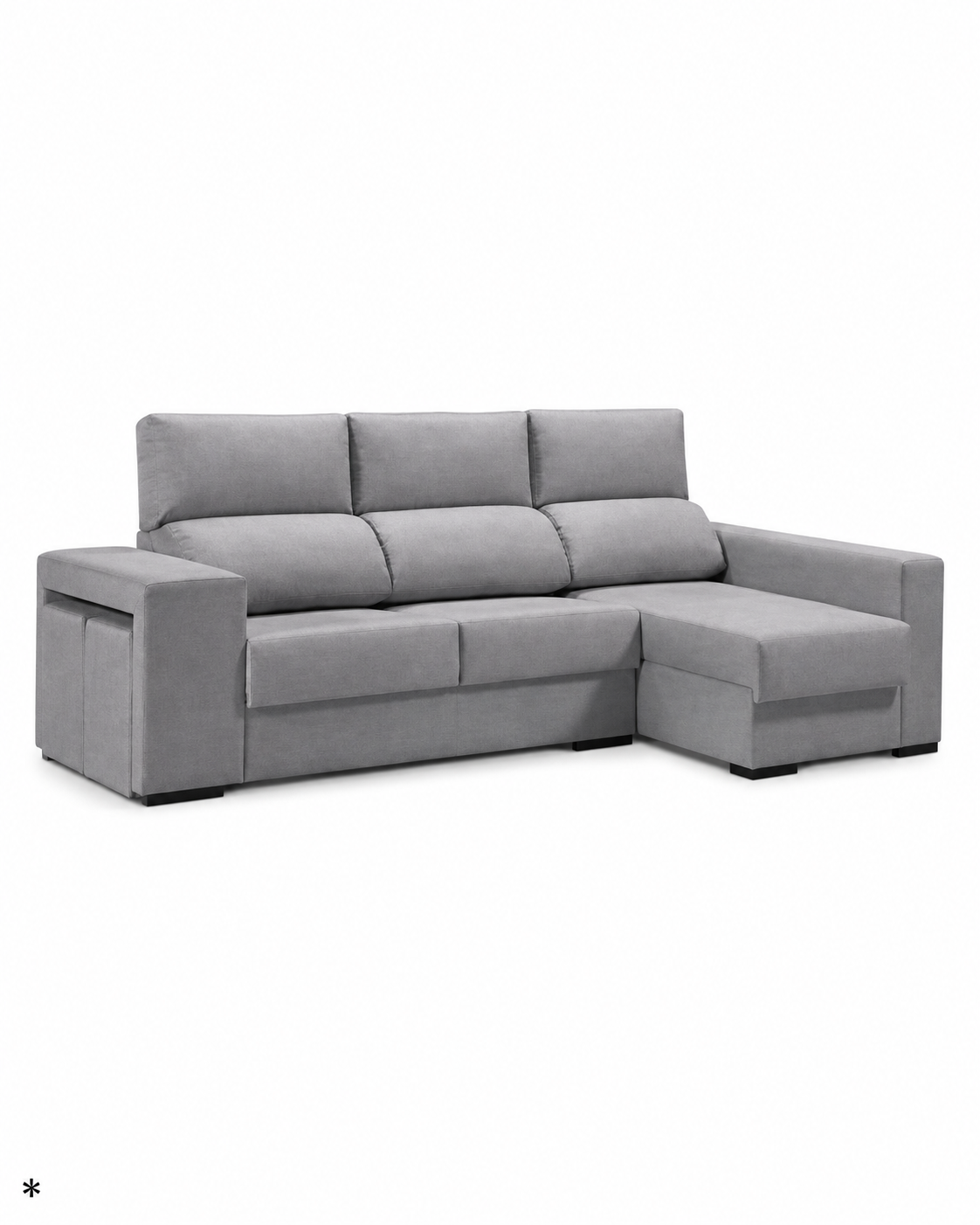 Sofá Chaise Long Sidney Dirt. Cinza