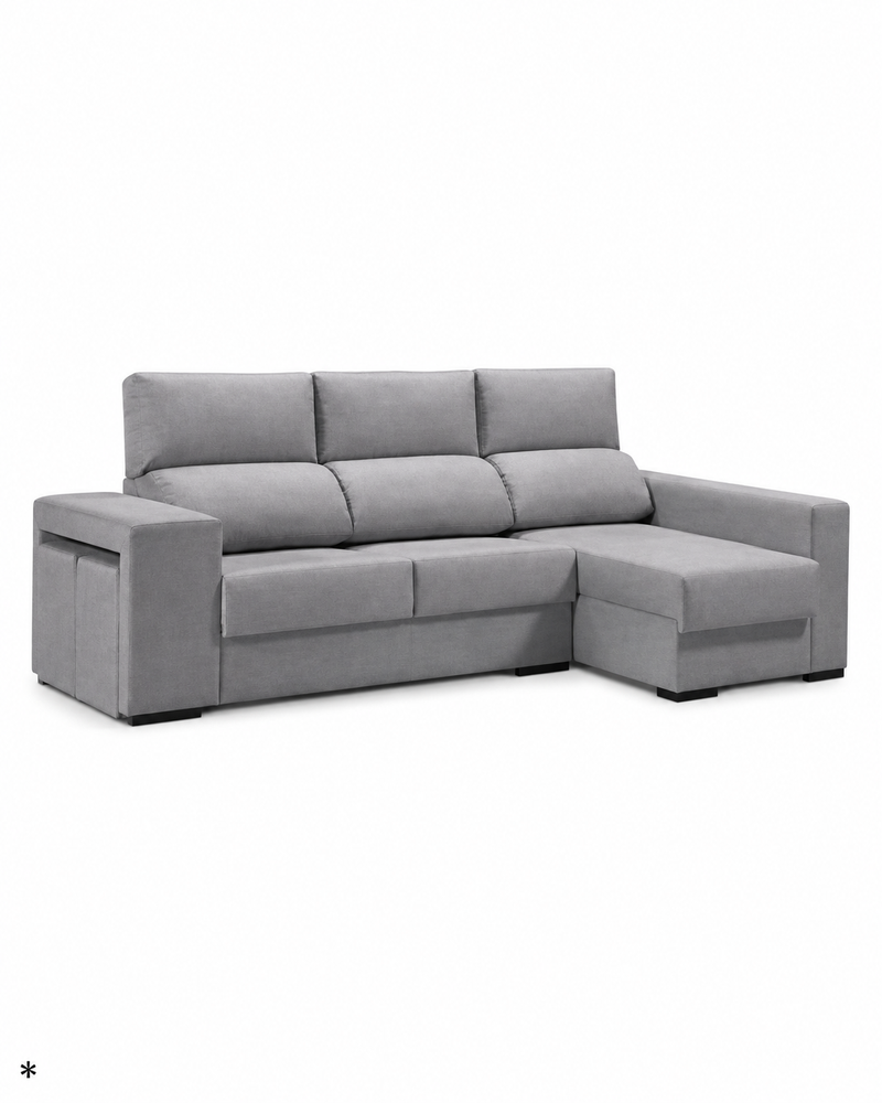 Sofá Chaise Long Sidney Dirt. Cinza